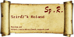 Szirák Roland névjegykártya