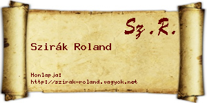Szirák Roland névjegykártya
